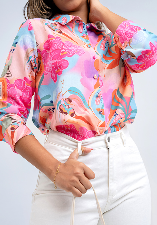 LISA PINK PRINTED BLOUSE 